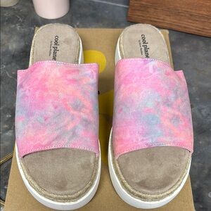 Cool Planet by Steve Madden Pink Multi Slide Sandals